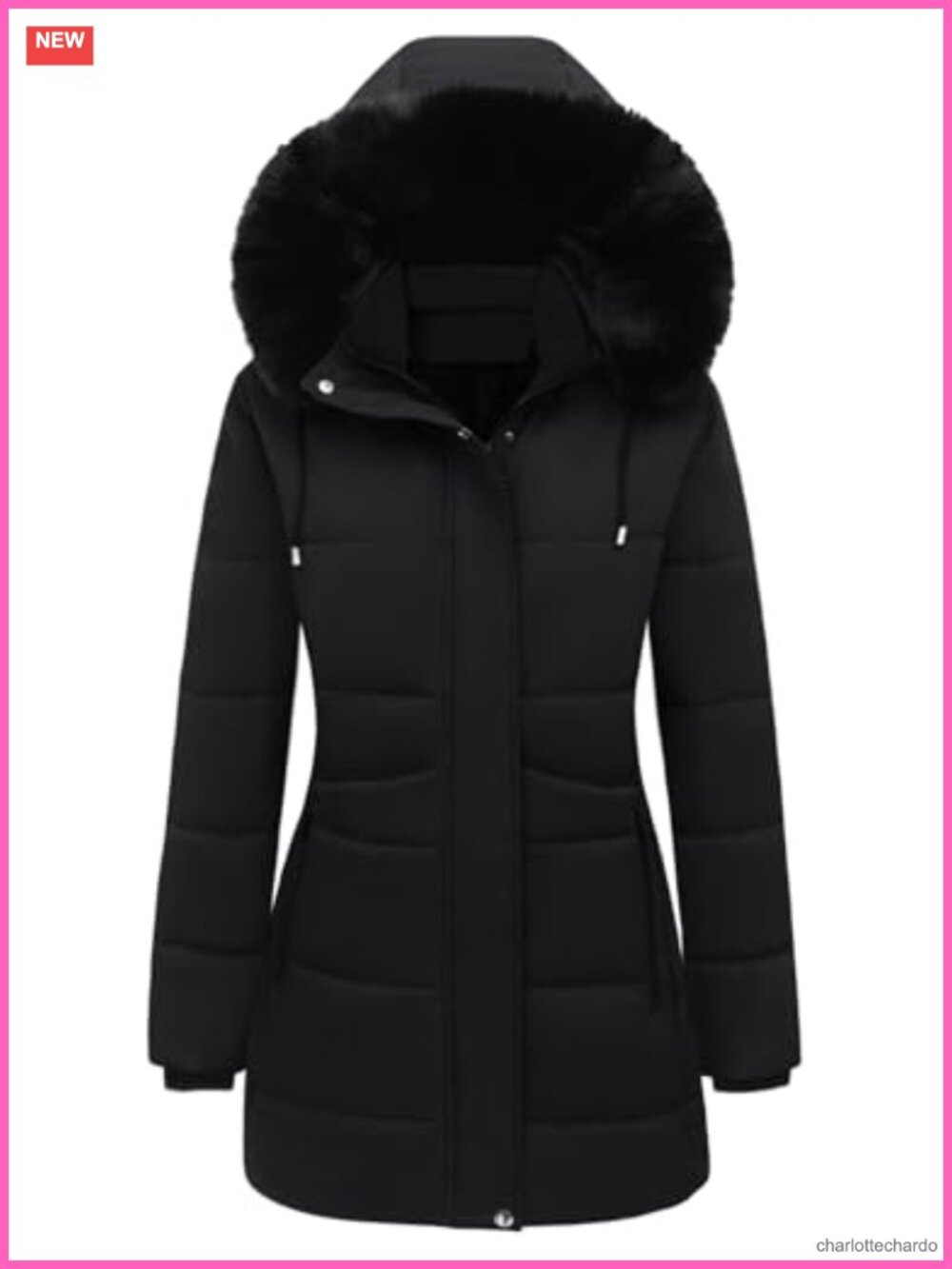 Womens Winter Warm Puffer Coat Quilted Long Parka Jacket Faux Fur Hood
